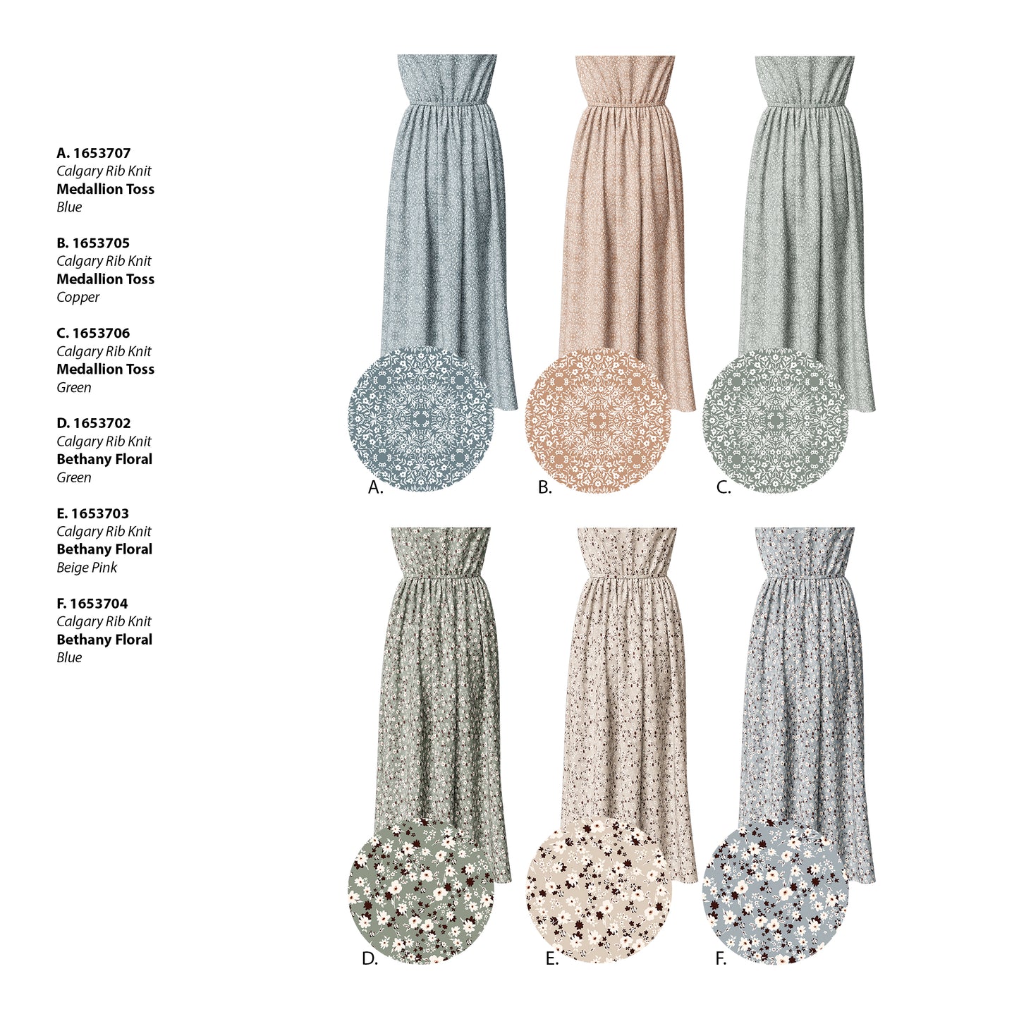 Medallion Toss in Copper | Calgary Rib Knit Fabric