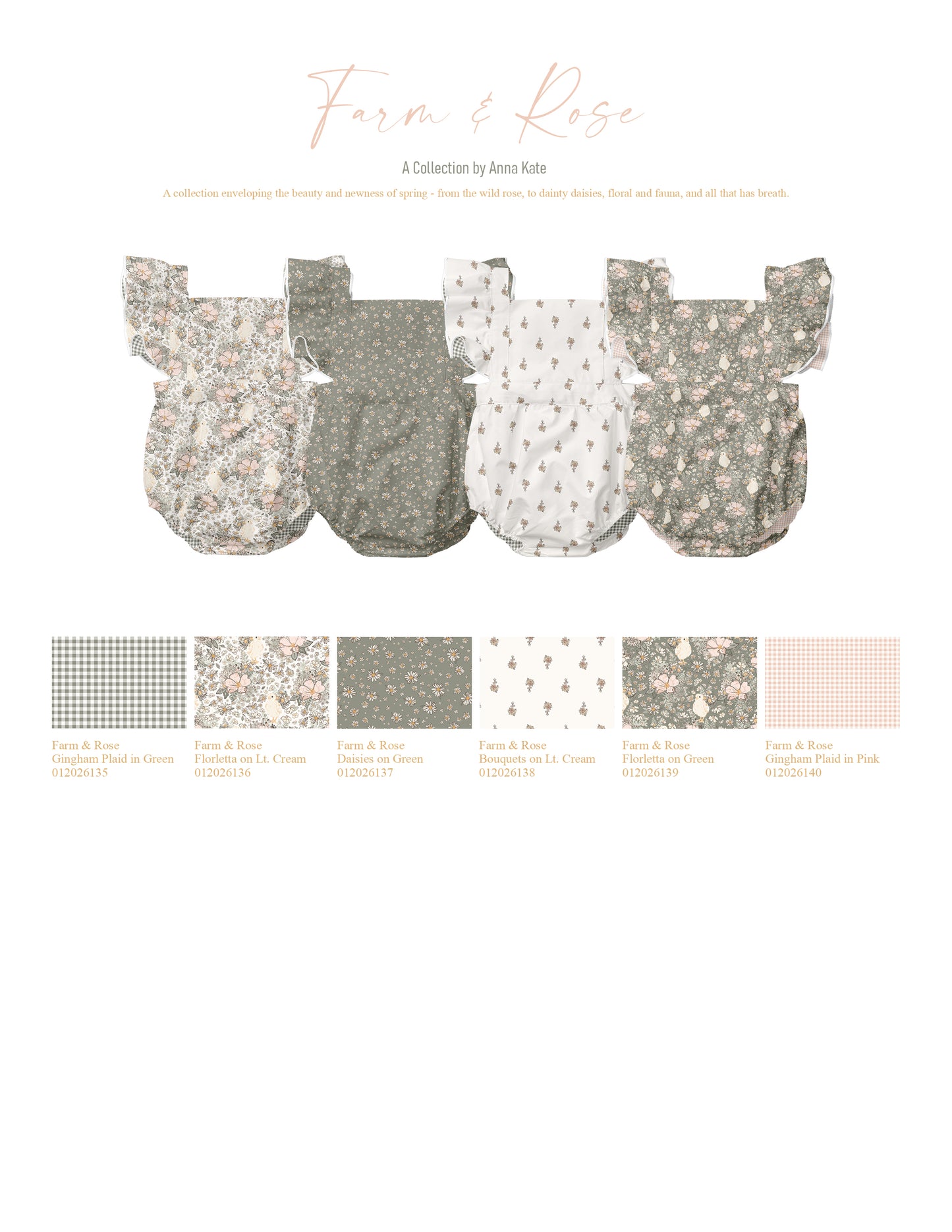 Farm & Rose: Daisies in Green | Pebble Stone Knit Fabric