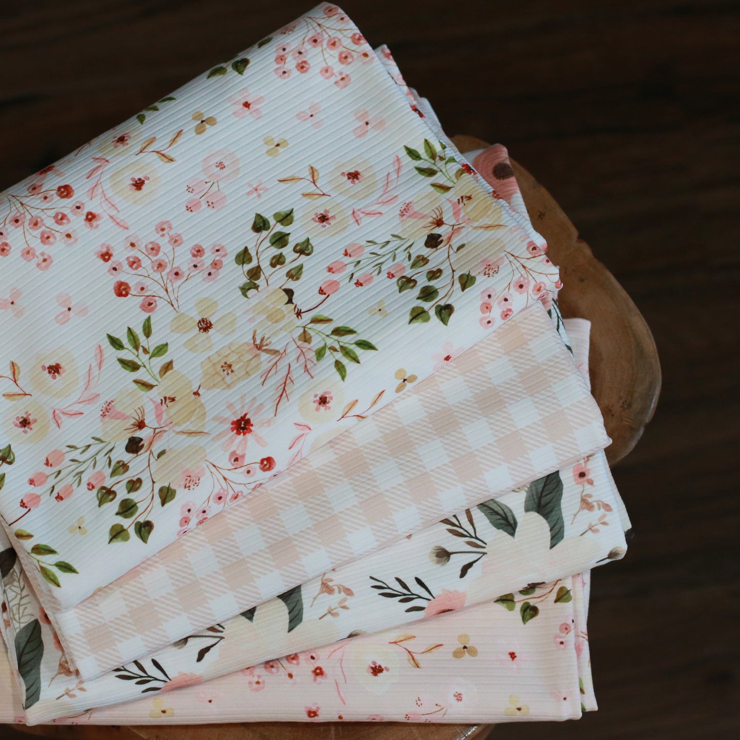 Emily Floral in Pink | Unbrushed Rib Knit Fabric
