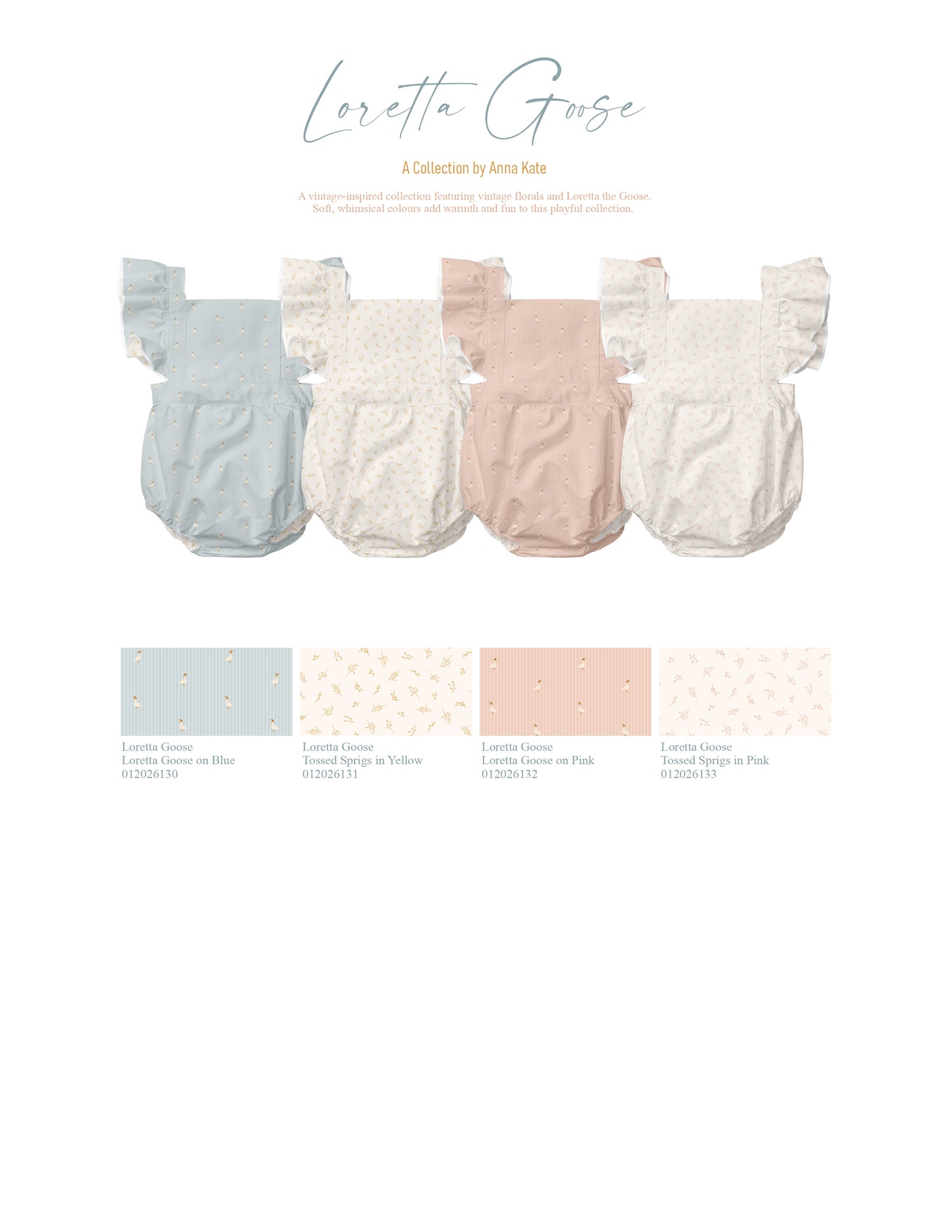Loretta Goose: Sprigs in Pink | Pebble Stone Knit Fabric
