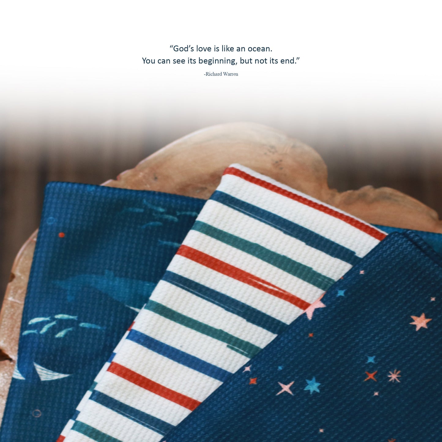 Star Print in Navy | Brushed Waffle Knit Fabric
