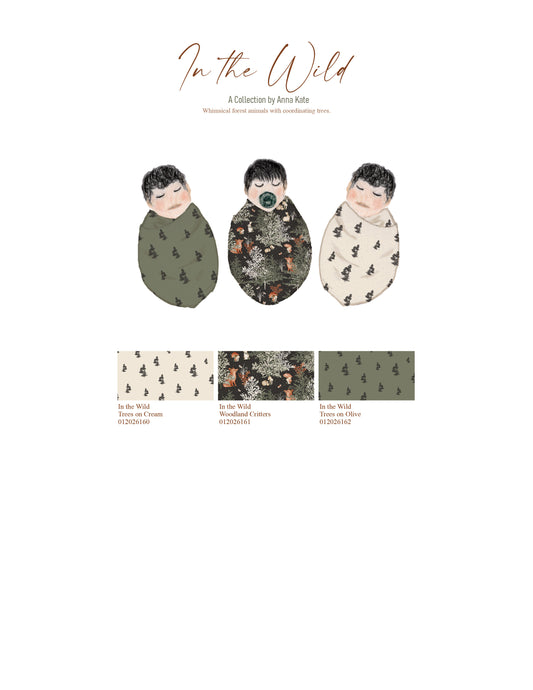 In the Wild: Trees in Olive | Pebble Stone Knit Fabric