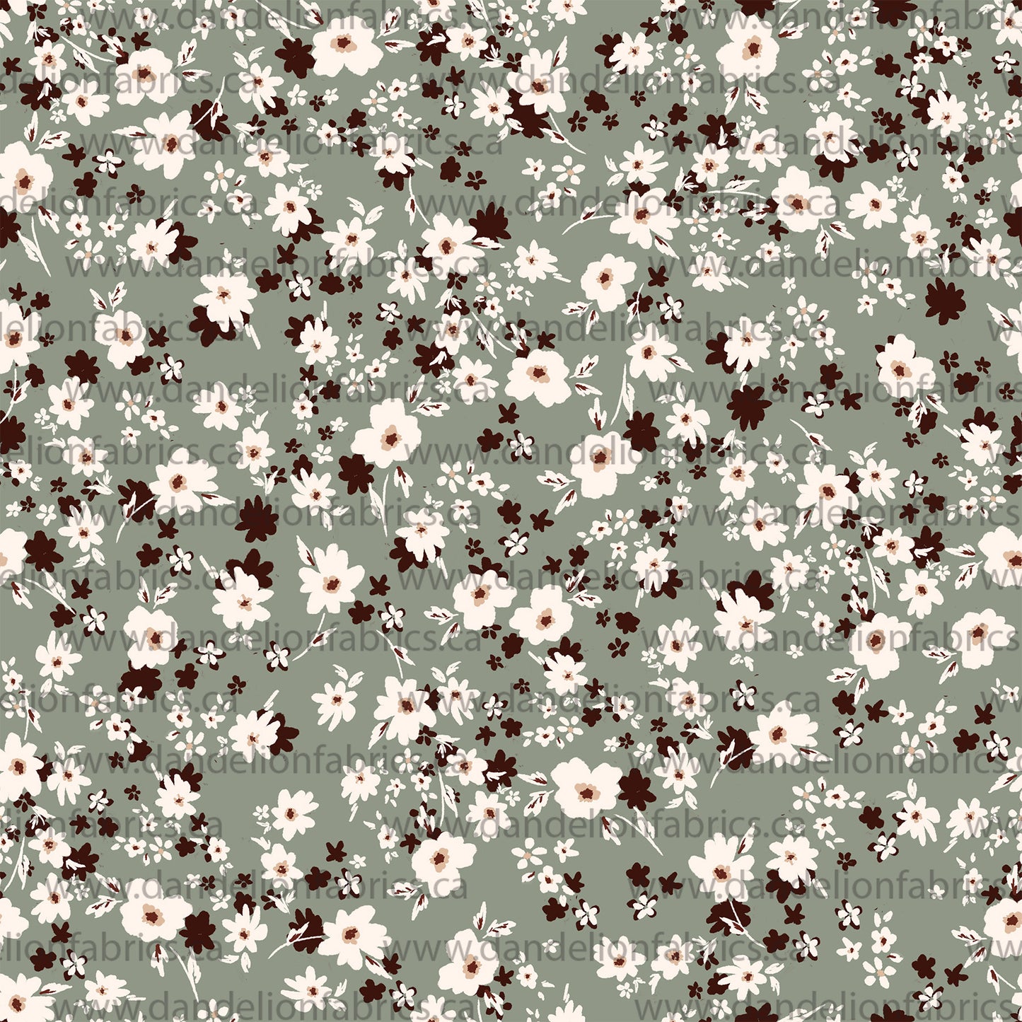 Flaw Notice Below - Save 20% | Bethany Floral in Green | Calgary Rib Knit Fabric