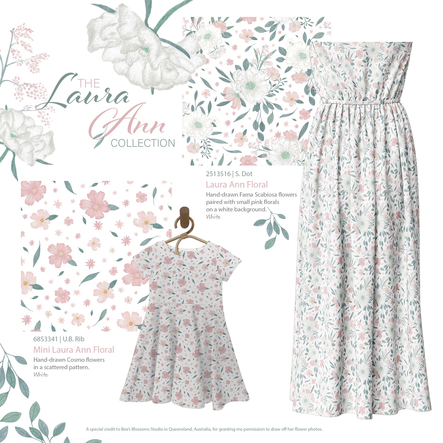 Laura Ann Floral | Swiss Dot Knit Fabric