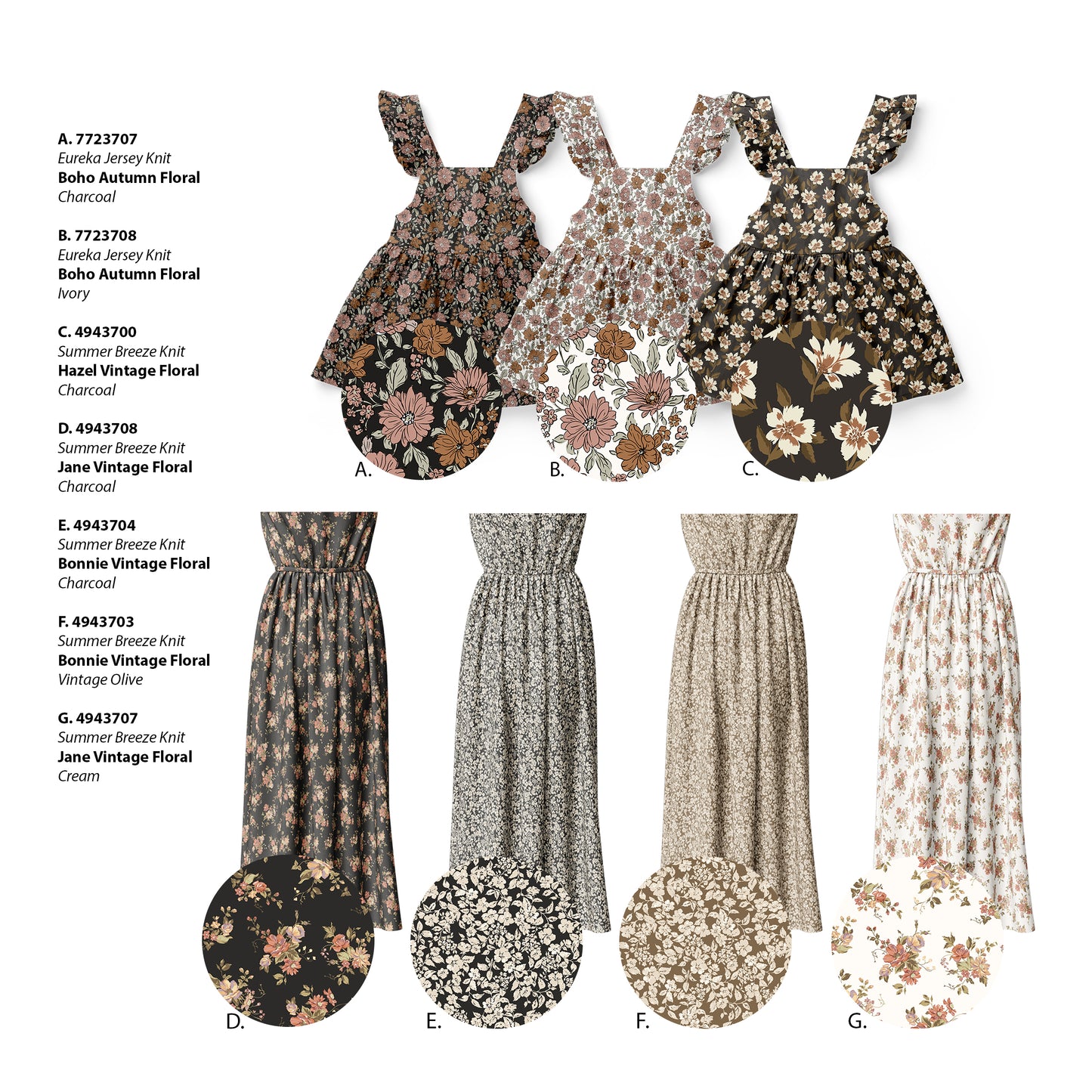 Boho Autumn Floral in Ivory | Eureka Jersey Knit Fabric