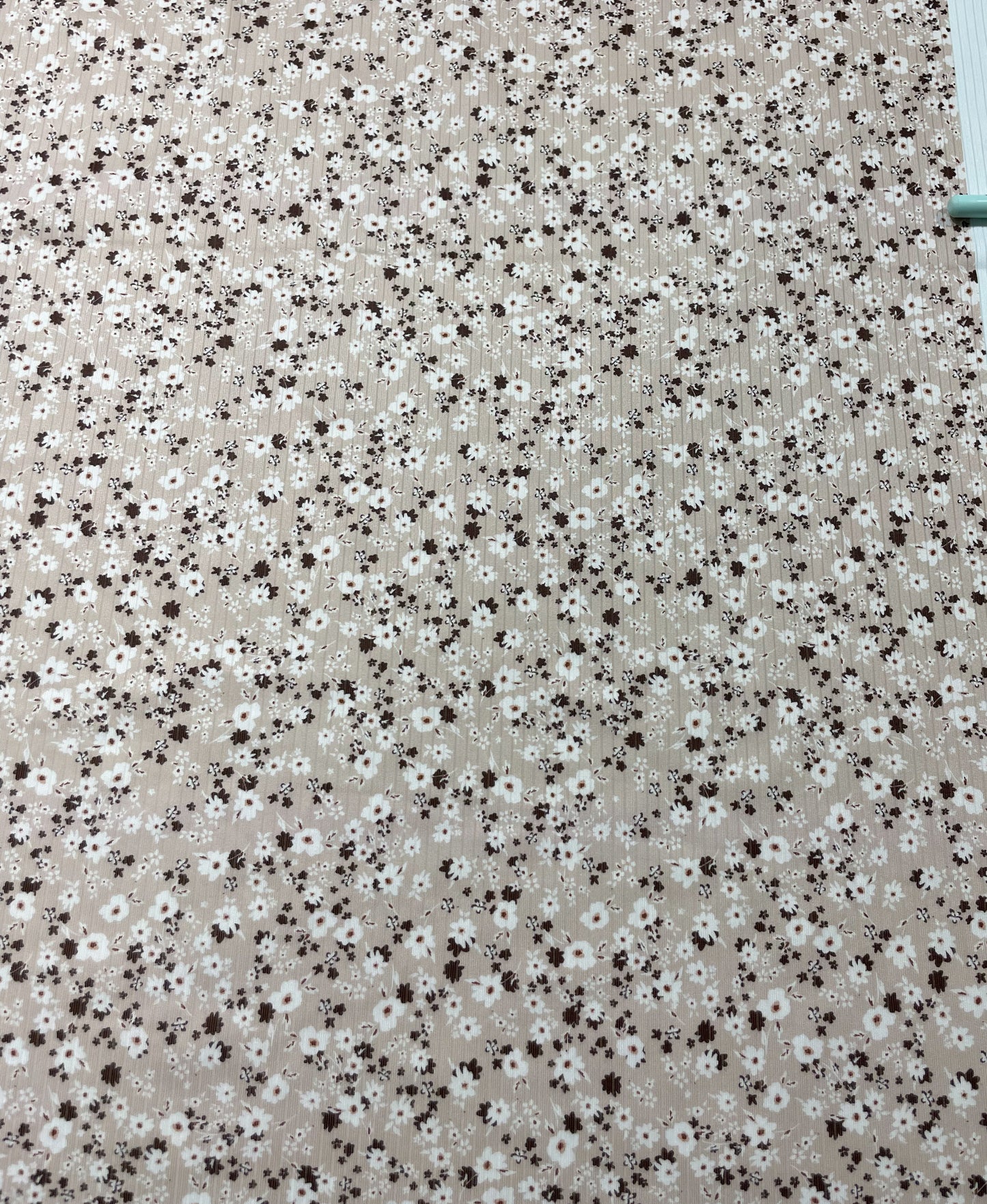 Flaw Notice Below - Save 20% | Bethany Floral in Beige Pink | Calgary Rib Knit Fabric