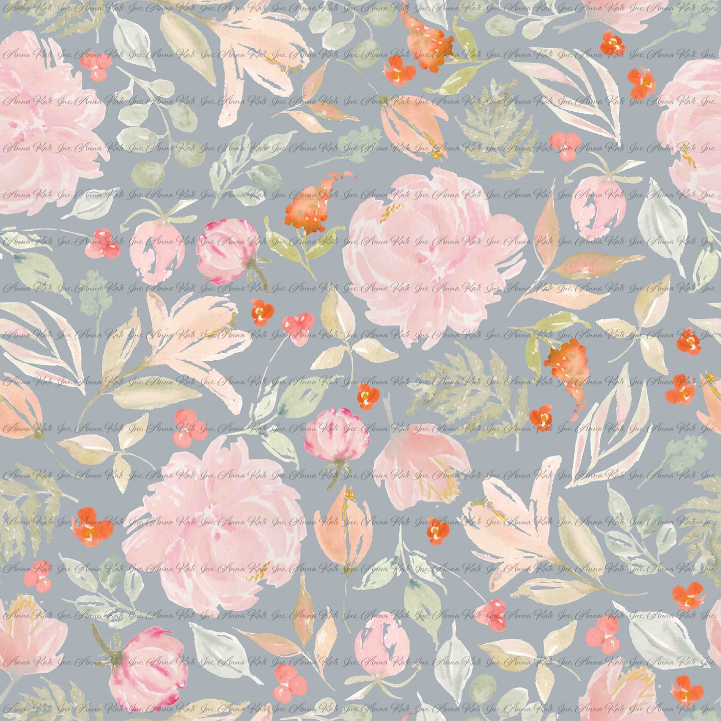 Lucy Mae Floral in Slate Blue | Pebble Stone Knit Fabric