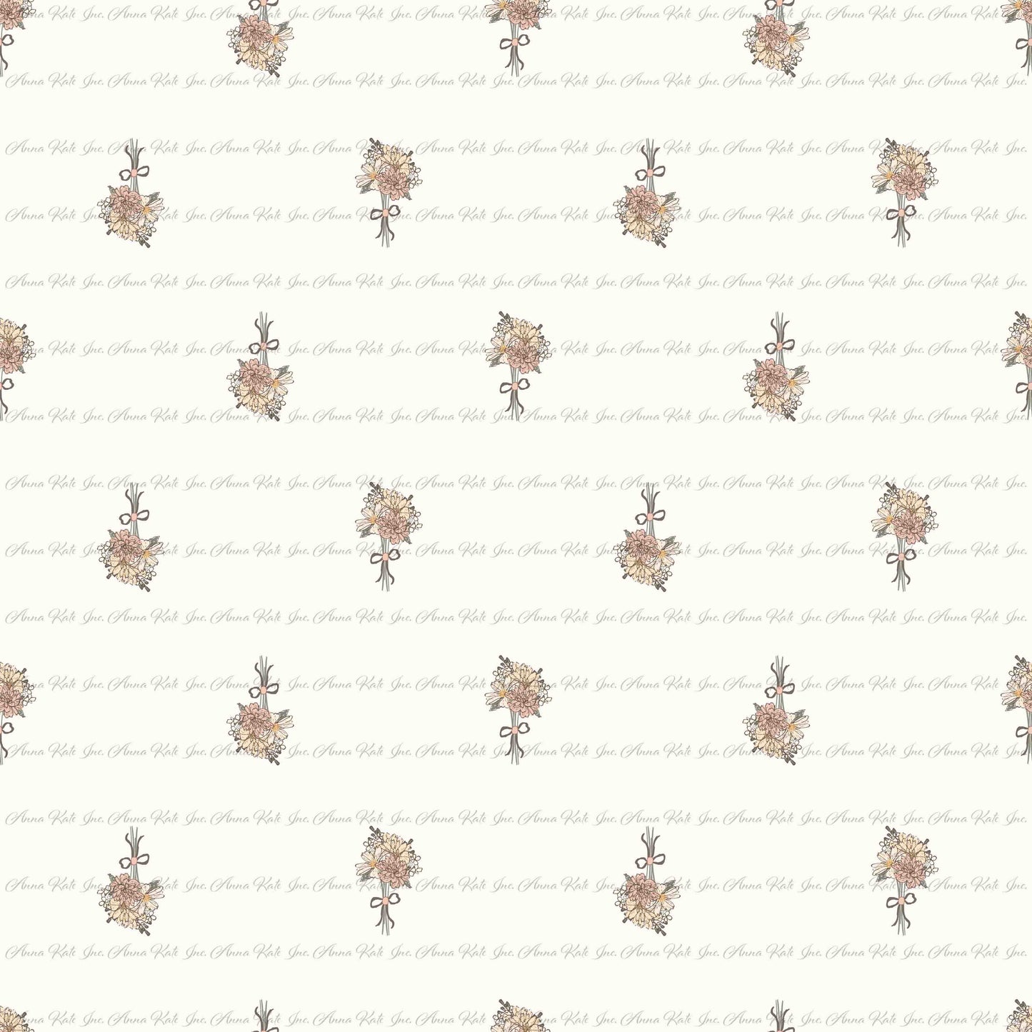 Farm & Rose: Bouquets in Lt. Cream | Chickadee Unbrushed Rib Knit Fabric