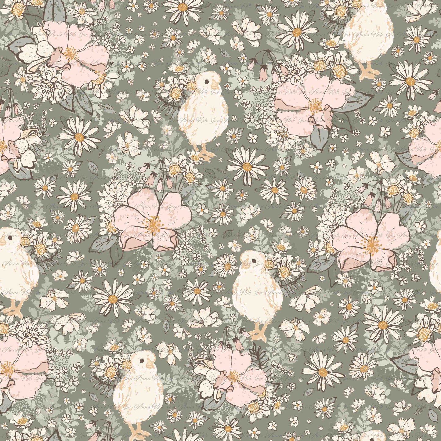 Farm & Rose: Florletta in Green | Chickadee Unbrushed Rib Knit Fabric
