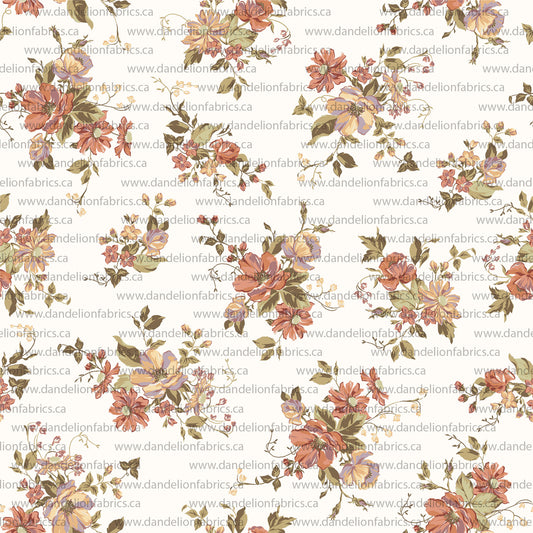 Jane Vintage Floral in Cream | Summer Breeze Knit Fabric