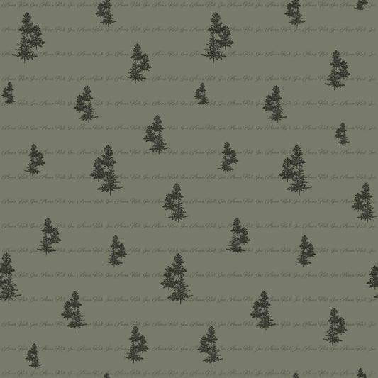 In the Wild: Trees in Olive | Pebble Stone Knit Fabric