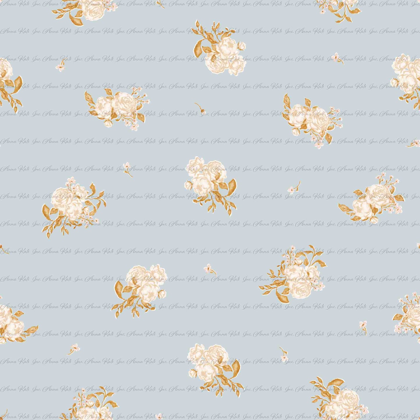 Loretta Goose: Loretta Floral in Blue | Pebble Stone Knit Fabric