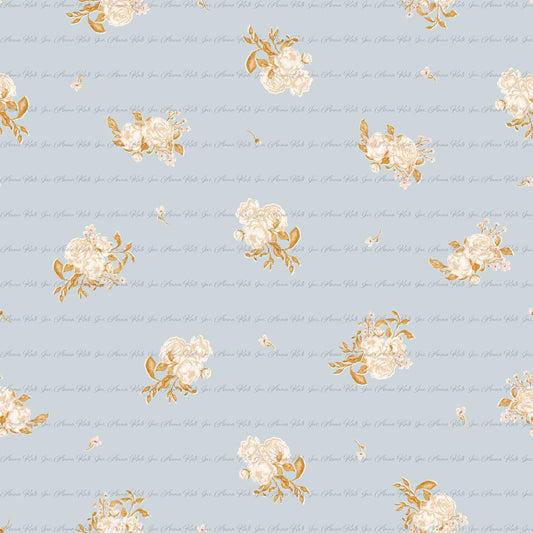 Loretta Goose: Loretta Floral in Blue | Pebble Stone Knit Fabric