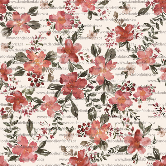 Holly Floral in Cream | Pebble Stone Knit Fabric