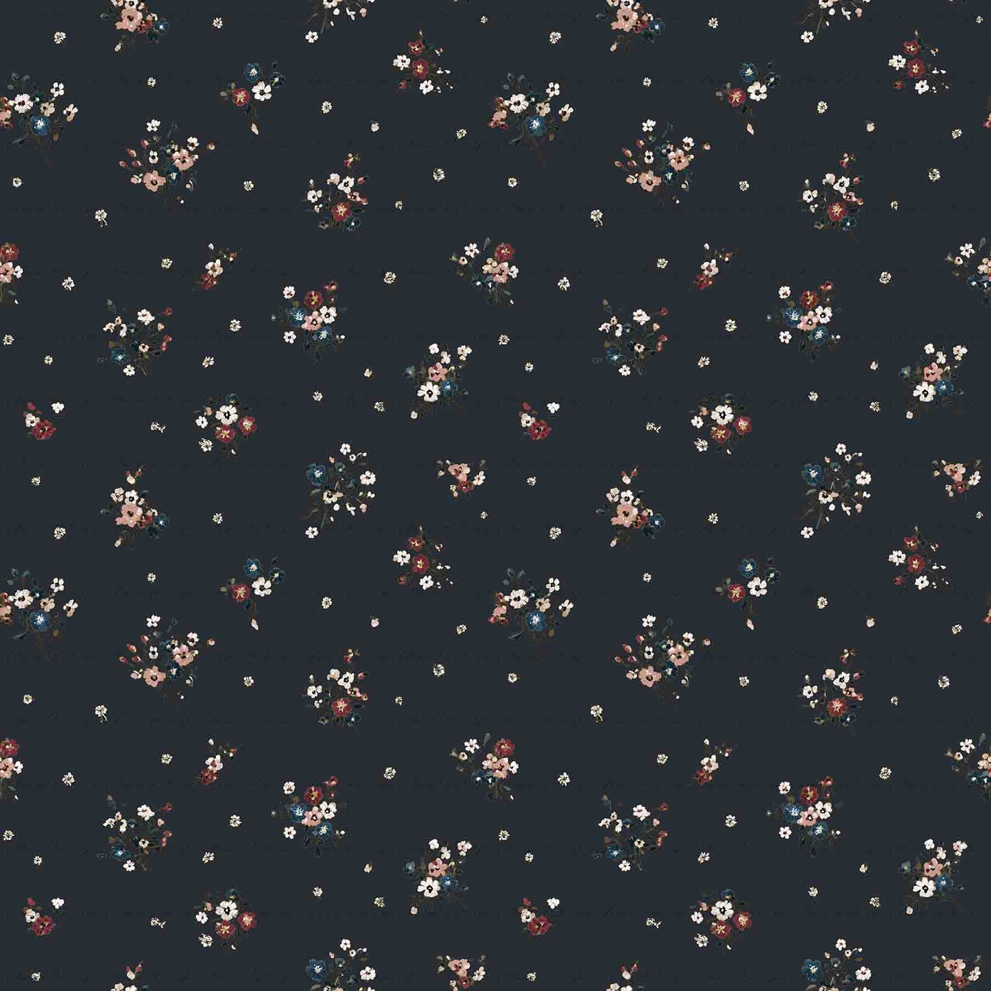 Gretchen Floral in Midnight Navy | Chickadee Unbrushed Rib Knit Fabric