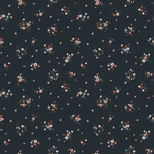 Gretchen Floral in Midnight Navy | Chickadee Unbrushed Rib Knit Fabric