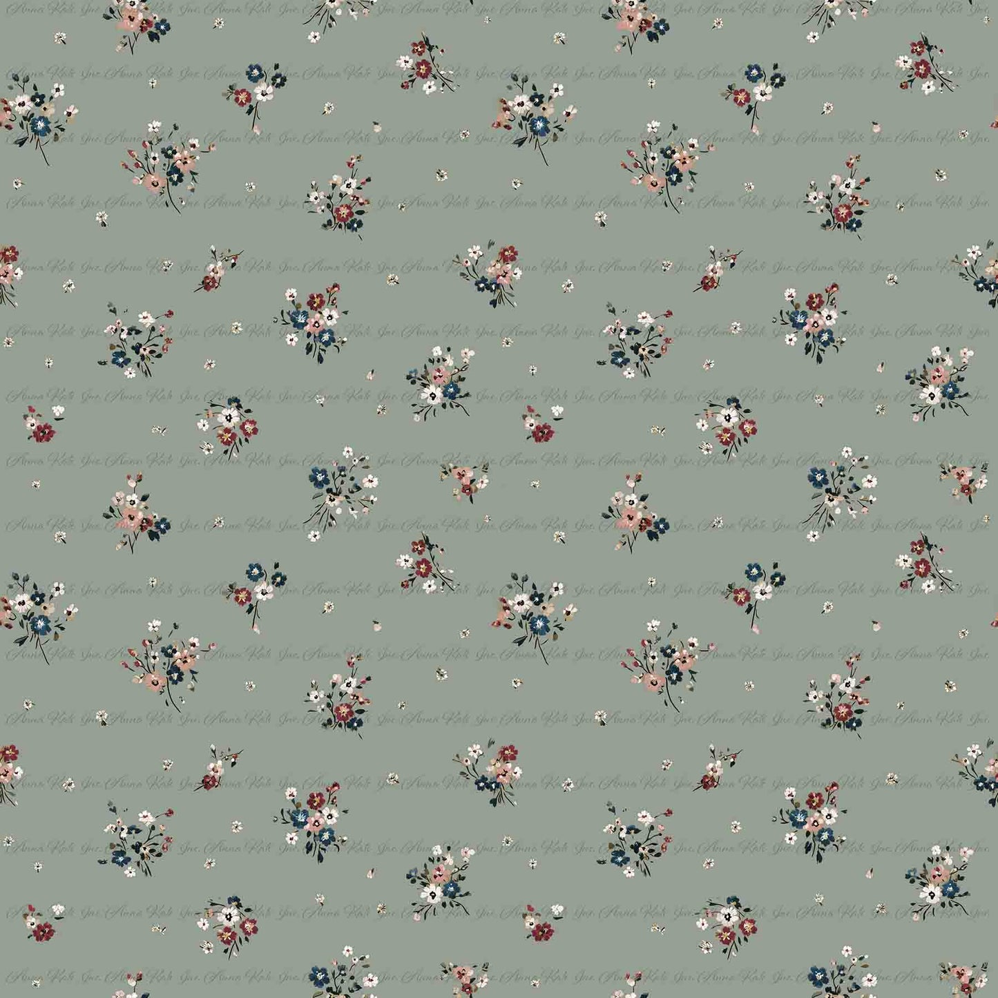 Gretchen Floral in Summer Sage | Pebble Stone Knit Fabric