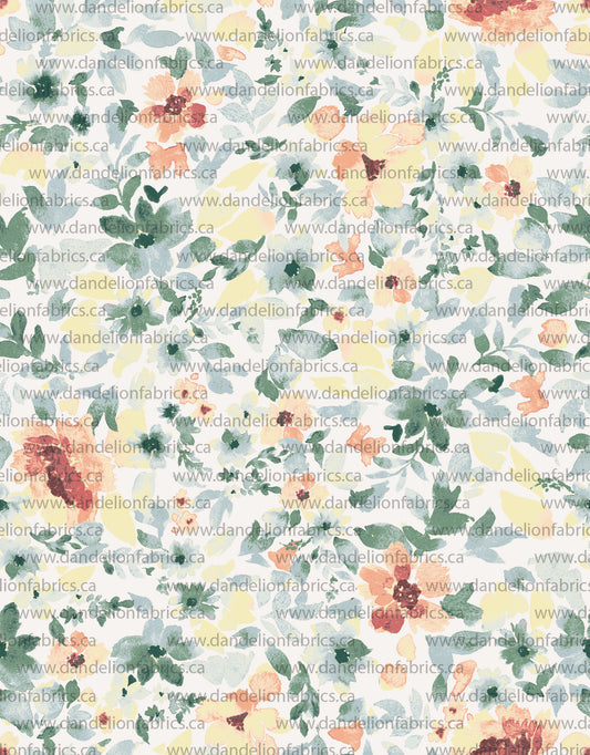 Jasmine Floral in Yellow | Calgary Rib Knit Fabric