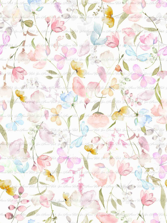 Pastel Meadow Florals | Chickadee Unbrushed Rib Knit Fabric