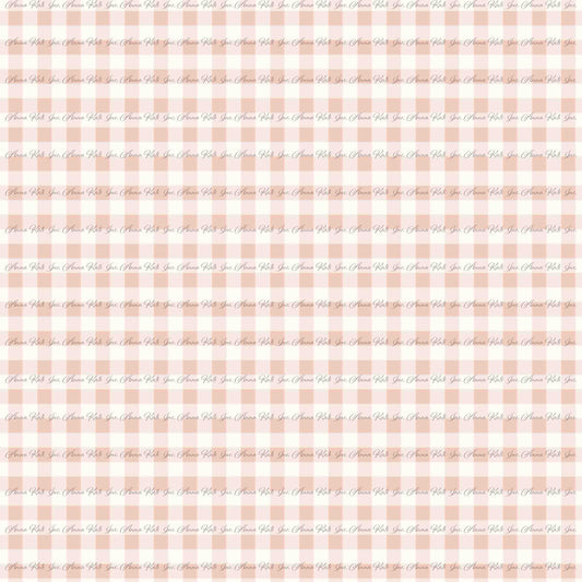 Farm & Rose: Gingham Plaid in Pink | Pebble Stone Knit Fabric