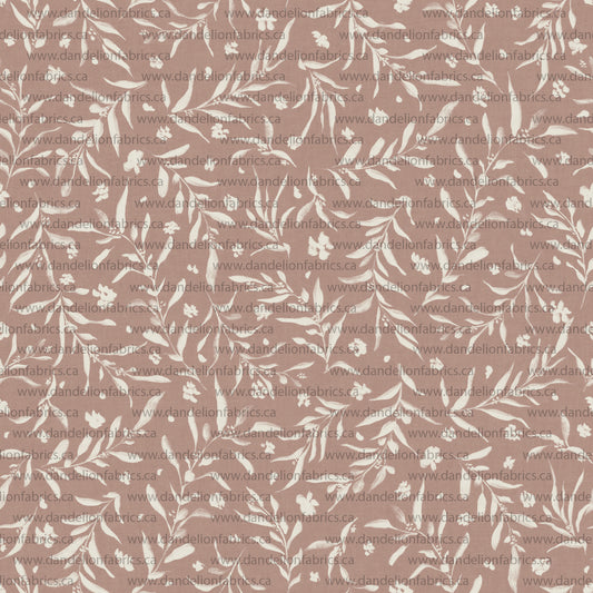 Leafy Branch Toss in Dusty Rose | Unbrushed Rib Knit Fabric