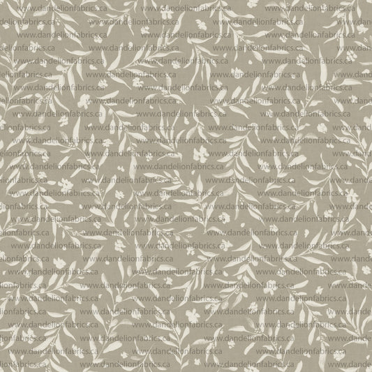 Leafy Branch Toss in Autumn Sage | Unbrushed Rib Knit Fabric