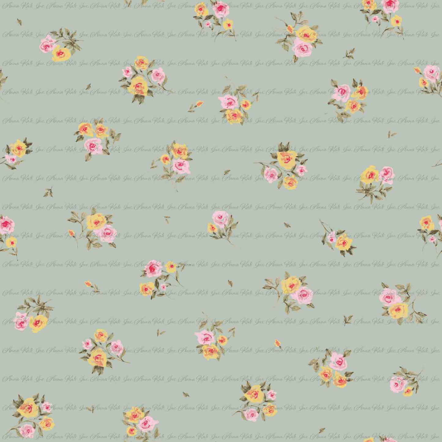 Nola Floral in Green | Chickadee Unbrushed Rib Knit Fabric