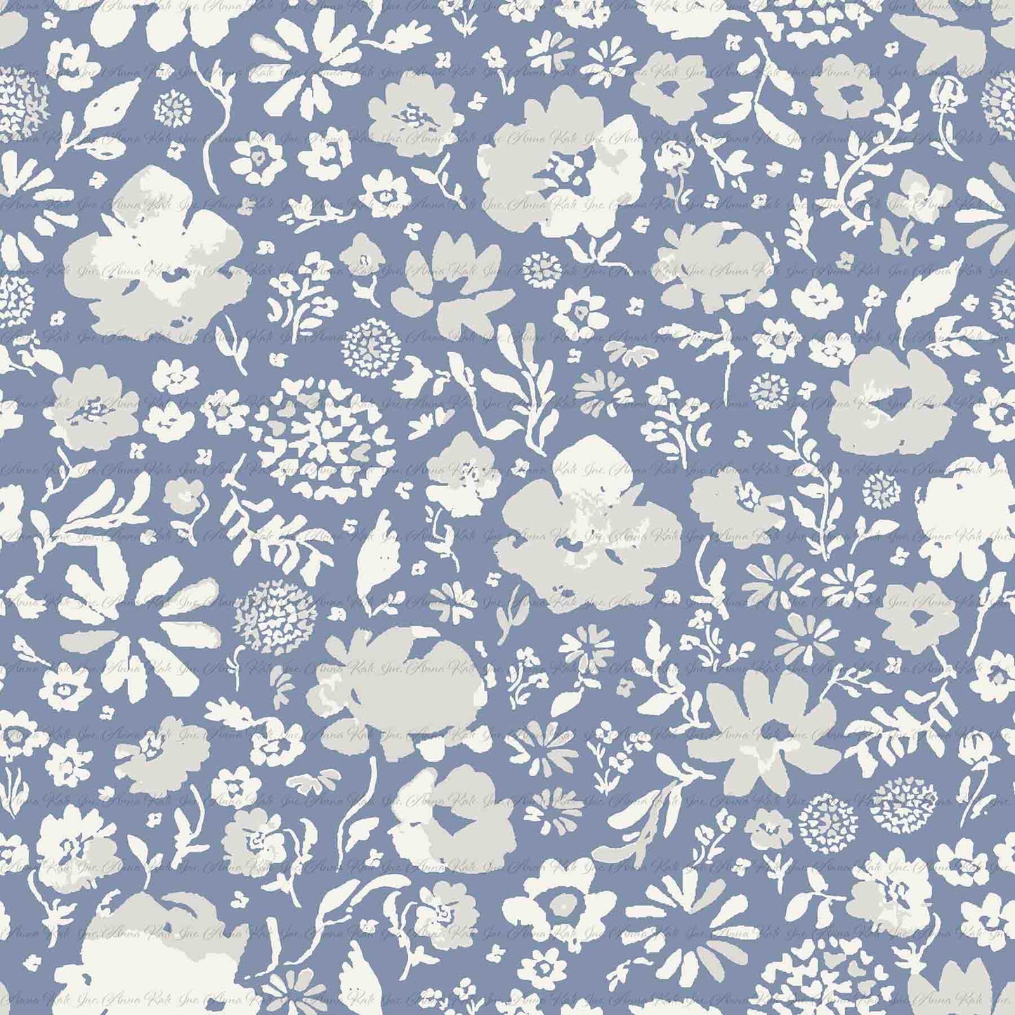 Spring Serenade: Laura Floral in Blue | Chickadee Unbrushed Rib Knit Fabric