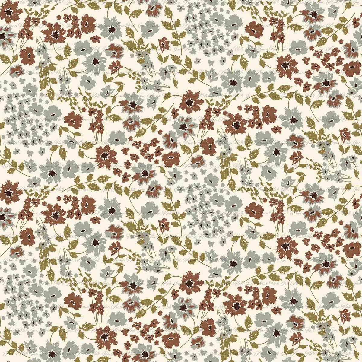 Remi Vintage Floral in Rust | Robin Jersey Knit Fabric