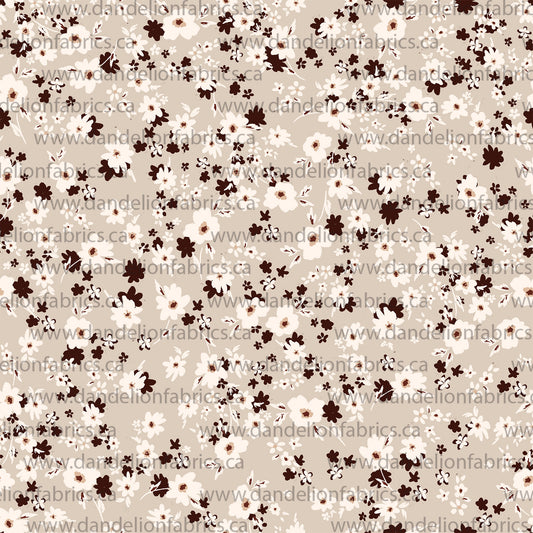Flaw Notice Below - Save 20% | Bethany Floral in Beige Pink | Calgary Rib Knit Fabric